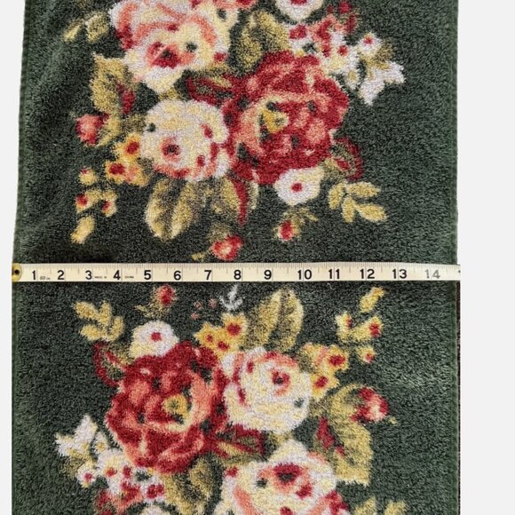Ralph Lauren LOT OF 3 Green Floral Bathroom Towel Set 2 Bath 1 Hand Rose Vintage - Picture 2 of 16